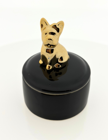 Mini urn 'Gouden hond' - Zwart